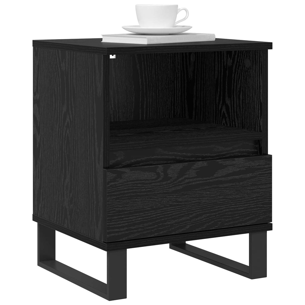 Bed Cabinet Black Oak 40 x 35 x 50 cm Engineered Wood