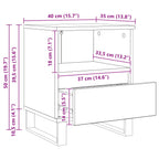 Bed Cabinet Black Oak 40 x 35 x 50 cm Engineered Wood