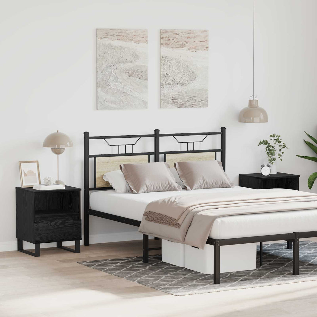 Bed Cabinet Black Oak 40 x 35 x 50 cm Engineered Wood