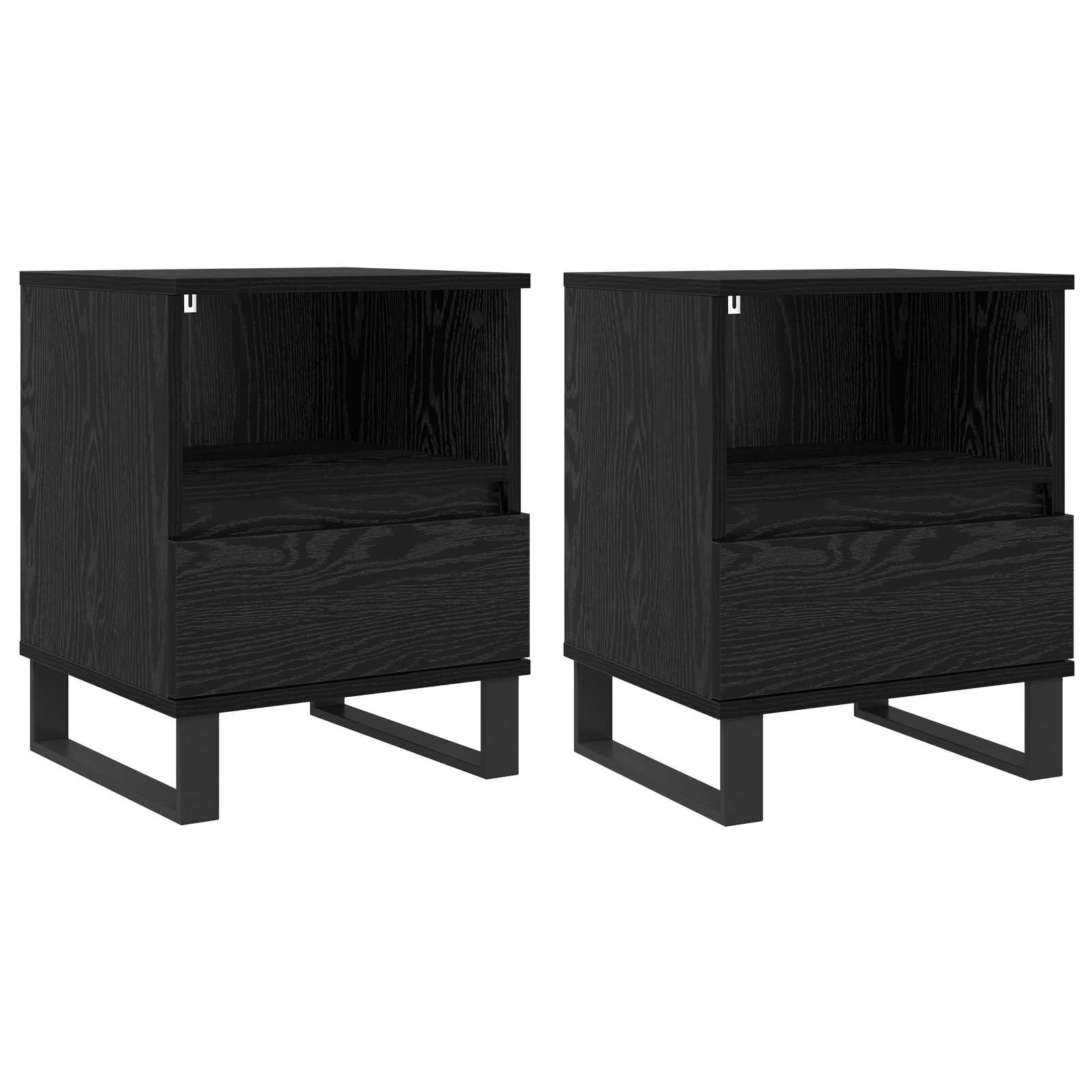 Bed Cabinet Black Oak 40 x 35 x 50 cm Engineered Wood