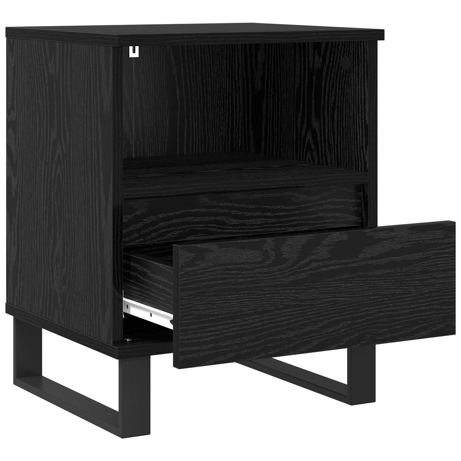 Bed Cabinet Black Oak 40 x 35 x 50 cm Engineered Wood