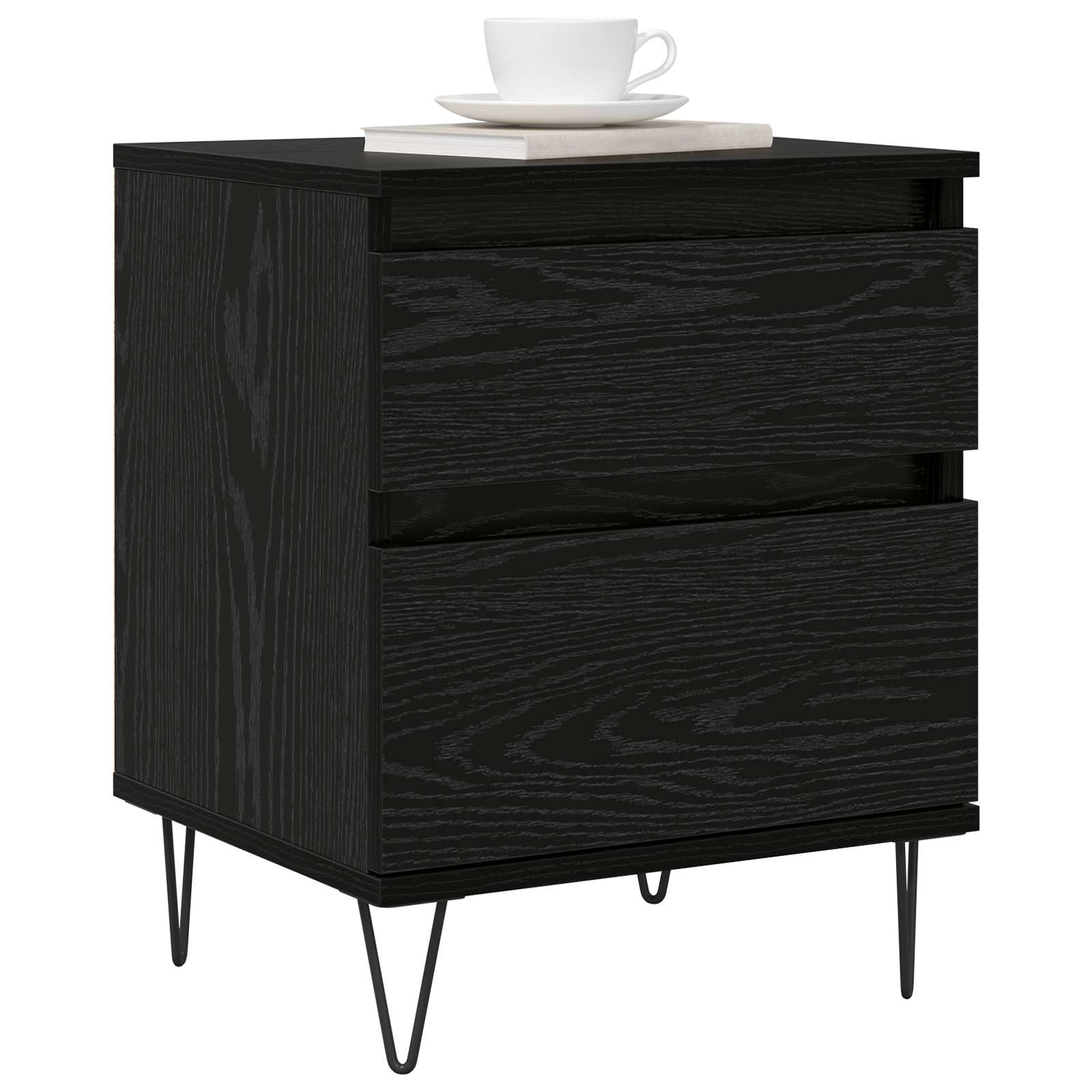Bed Cabinet Black Oak 40 x 35 x 50 cm Engineered Wood