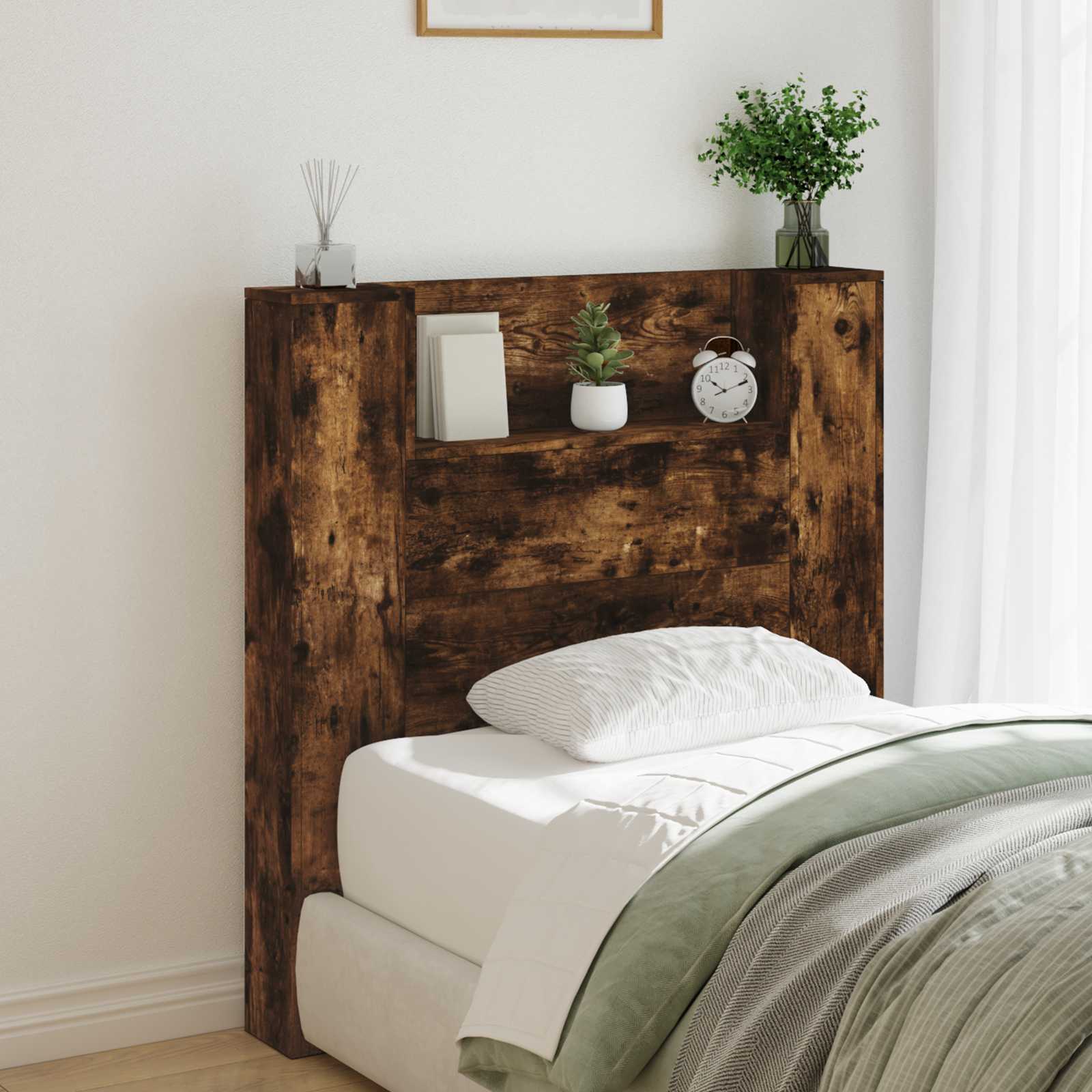 Headboard Smoked Oak 100 x 16.5 x 103.5 cm Engineered Wood