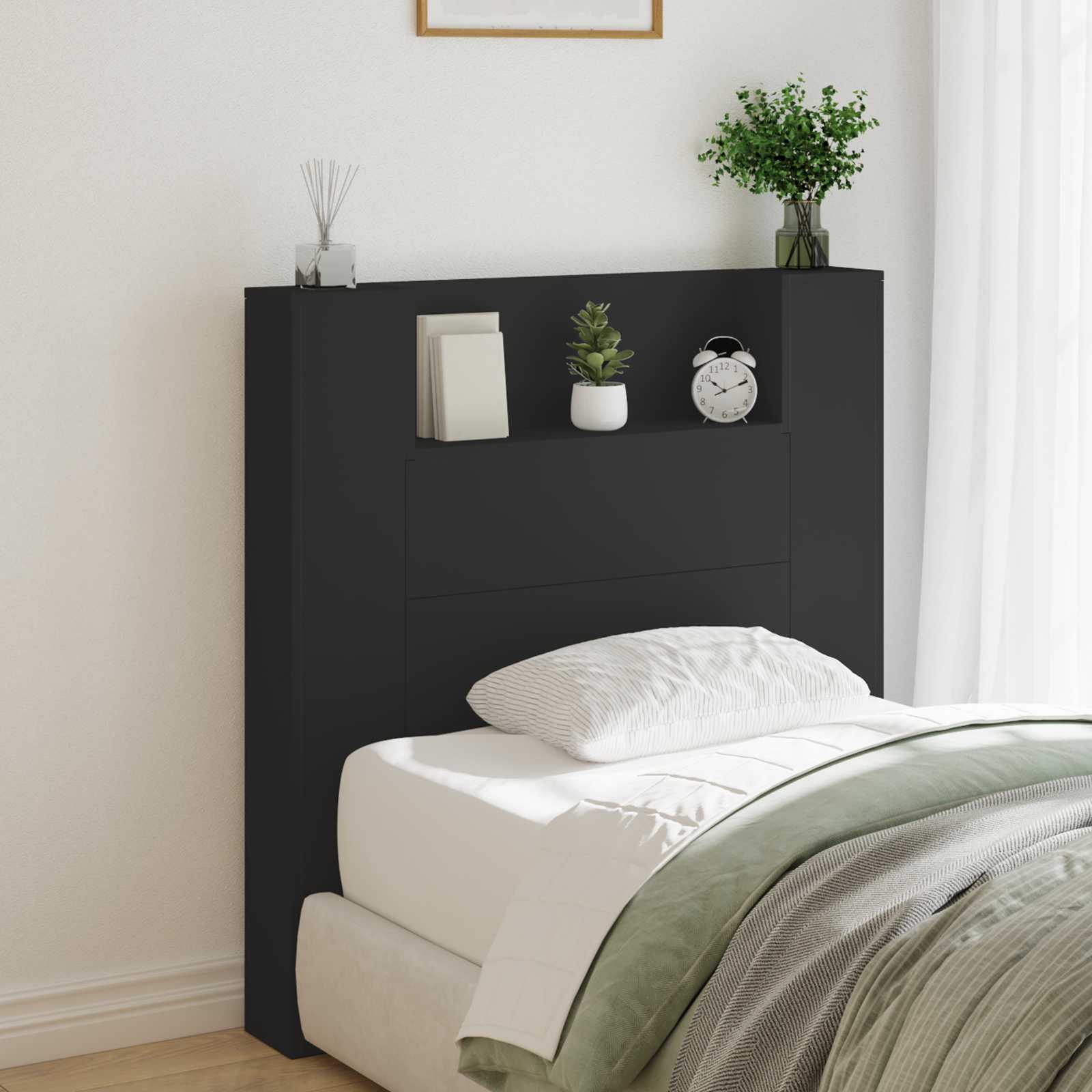 Headboard Black 100 x 16.5 x 103.5 cm Engineered Wood