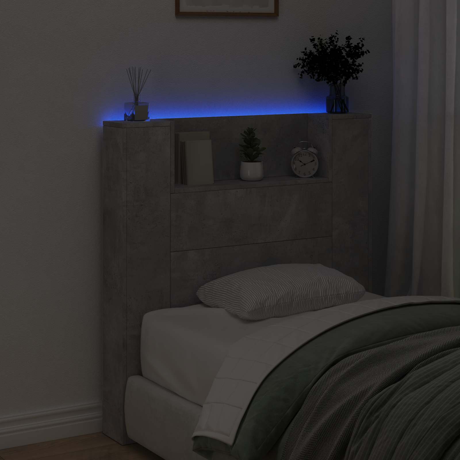 Headboard Concrete Grey 100 x 16.5 x 103.5 cm Engineered Wood