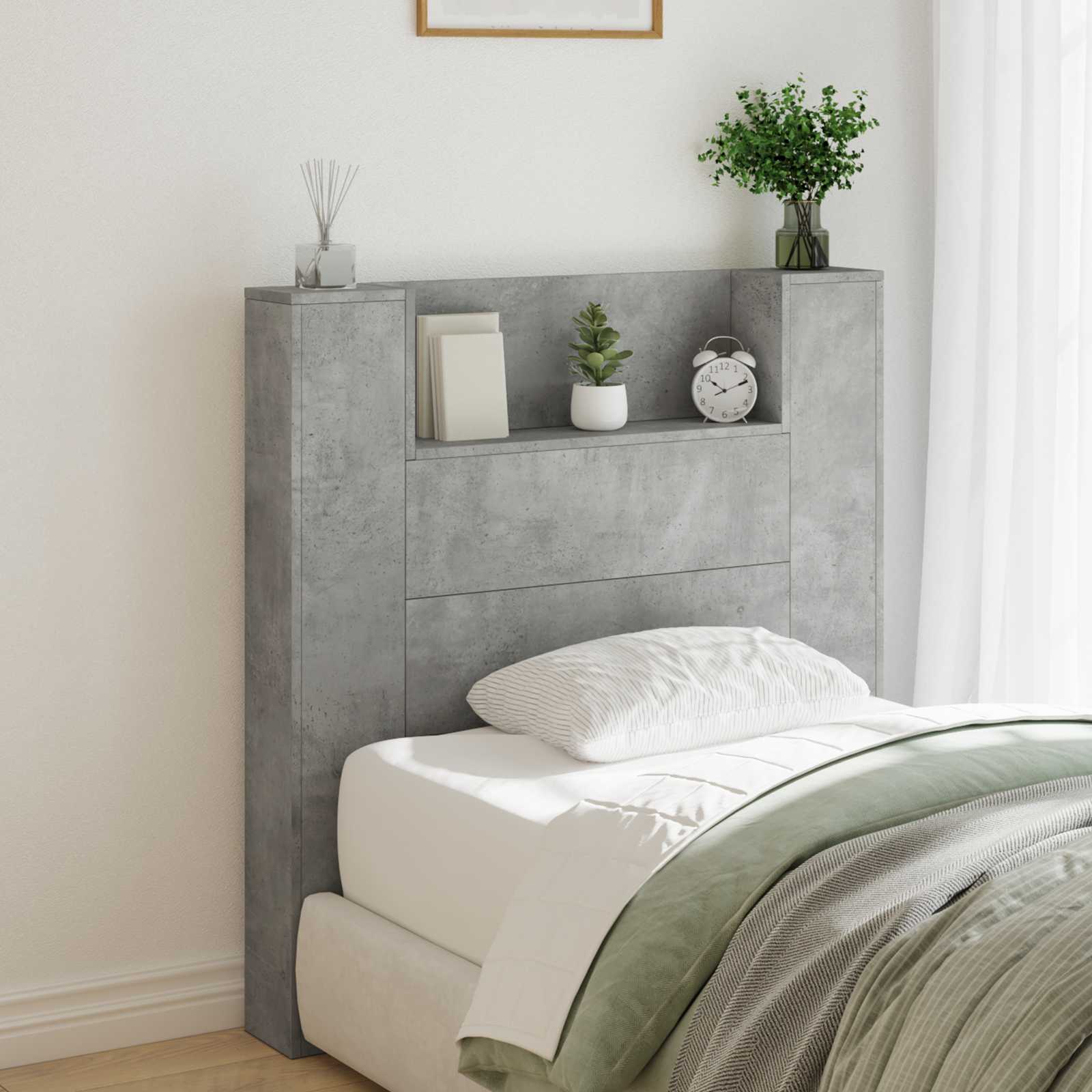 Headboard Concrete Grey 100 x 16.5 x 103.5 cm Engineered Wood