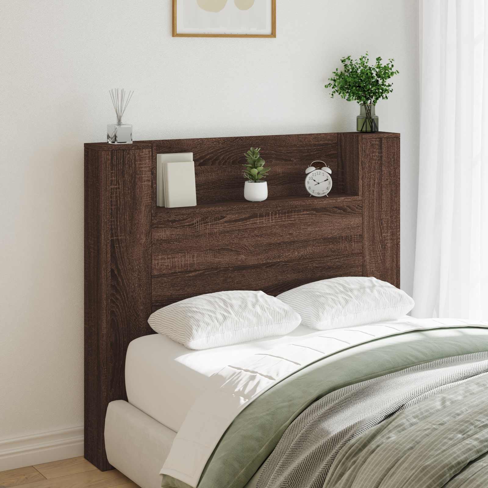 Headboard Brown Oak 120 x 16.5 x 103.5 cm Engineered Wood