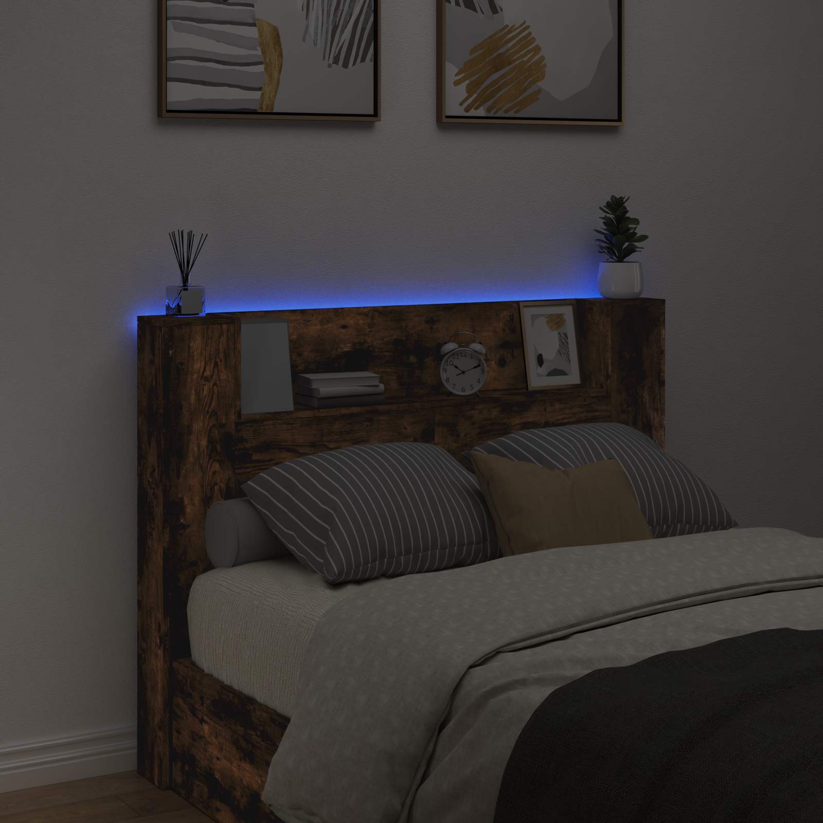 Headboard Smoked Oak 140 x 16.5 x 103.5 cm Engineered Wood