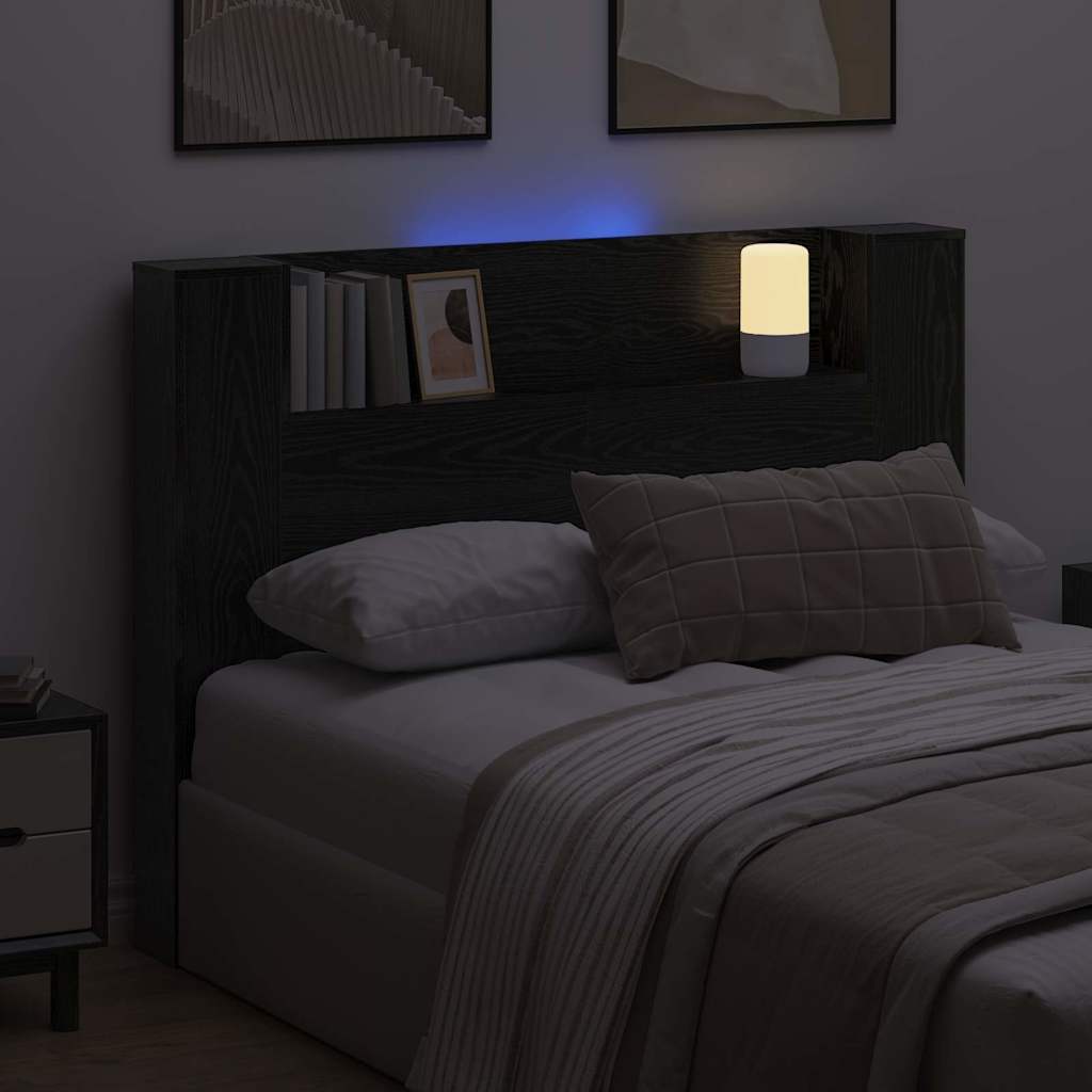 Headboard Black Oak 140 x 17 x 104.5 cm Engineered Wood