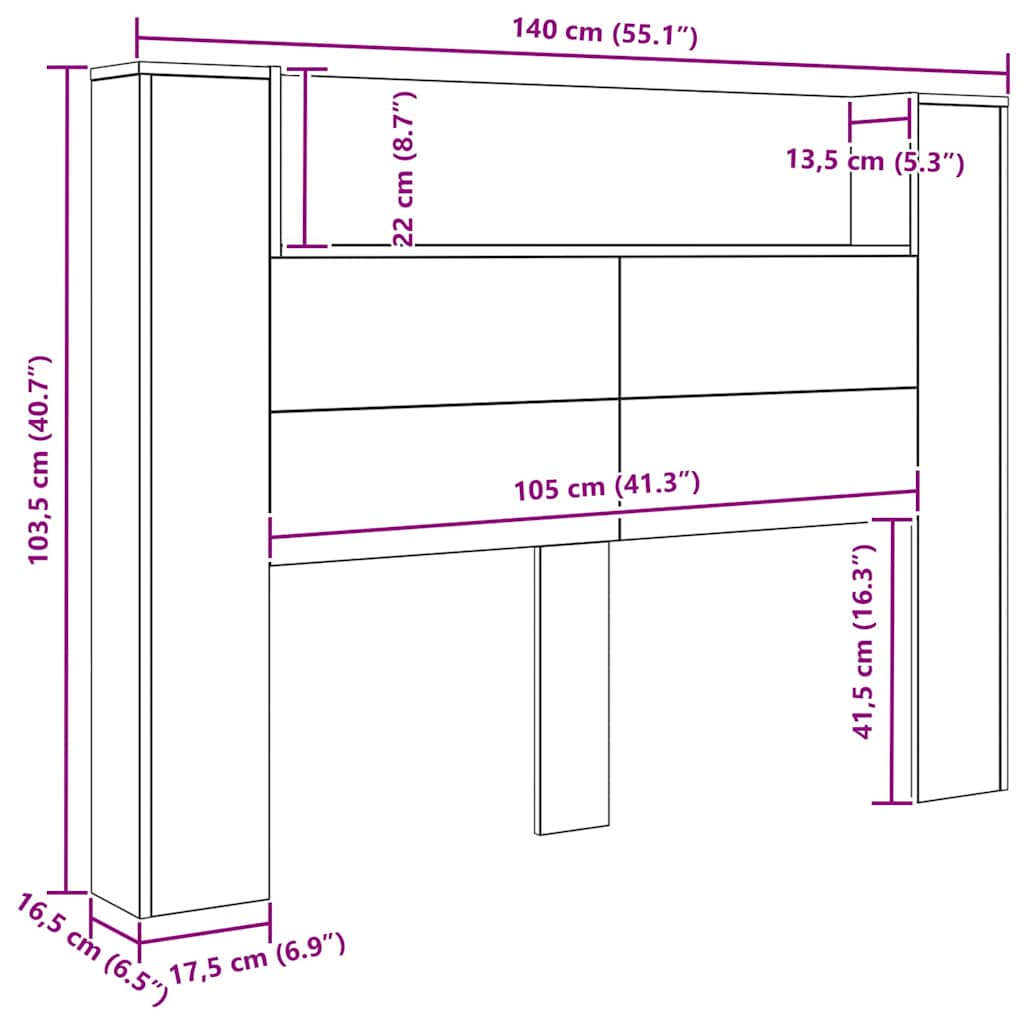 Headboard Artisan Oak 140 x 17 x 104.5 cm Engineered Wood
