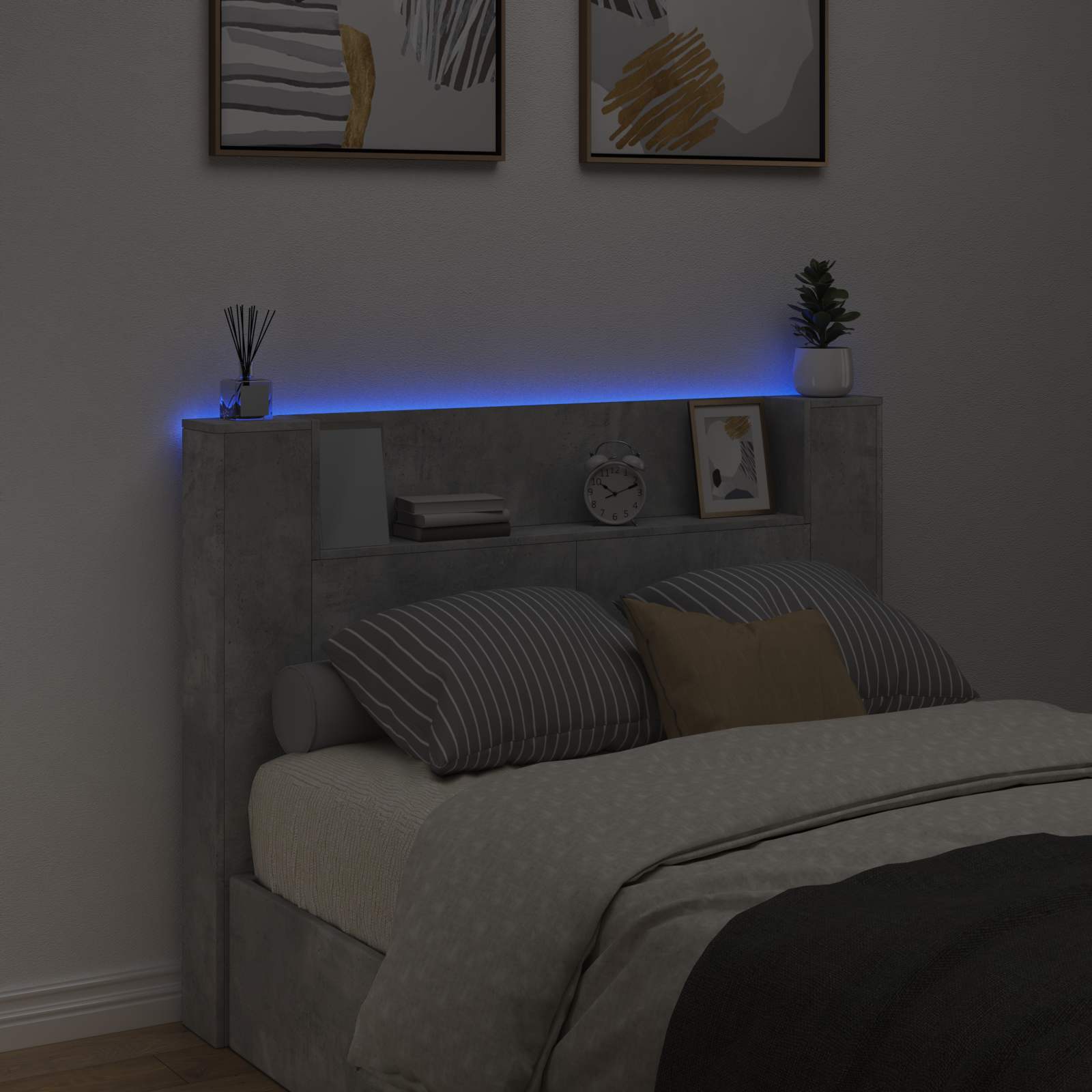 Headboard Concrete Grey 140 x 16.5 x 103.5 cm Engineered Wood