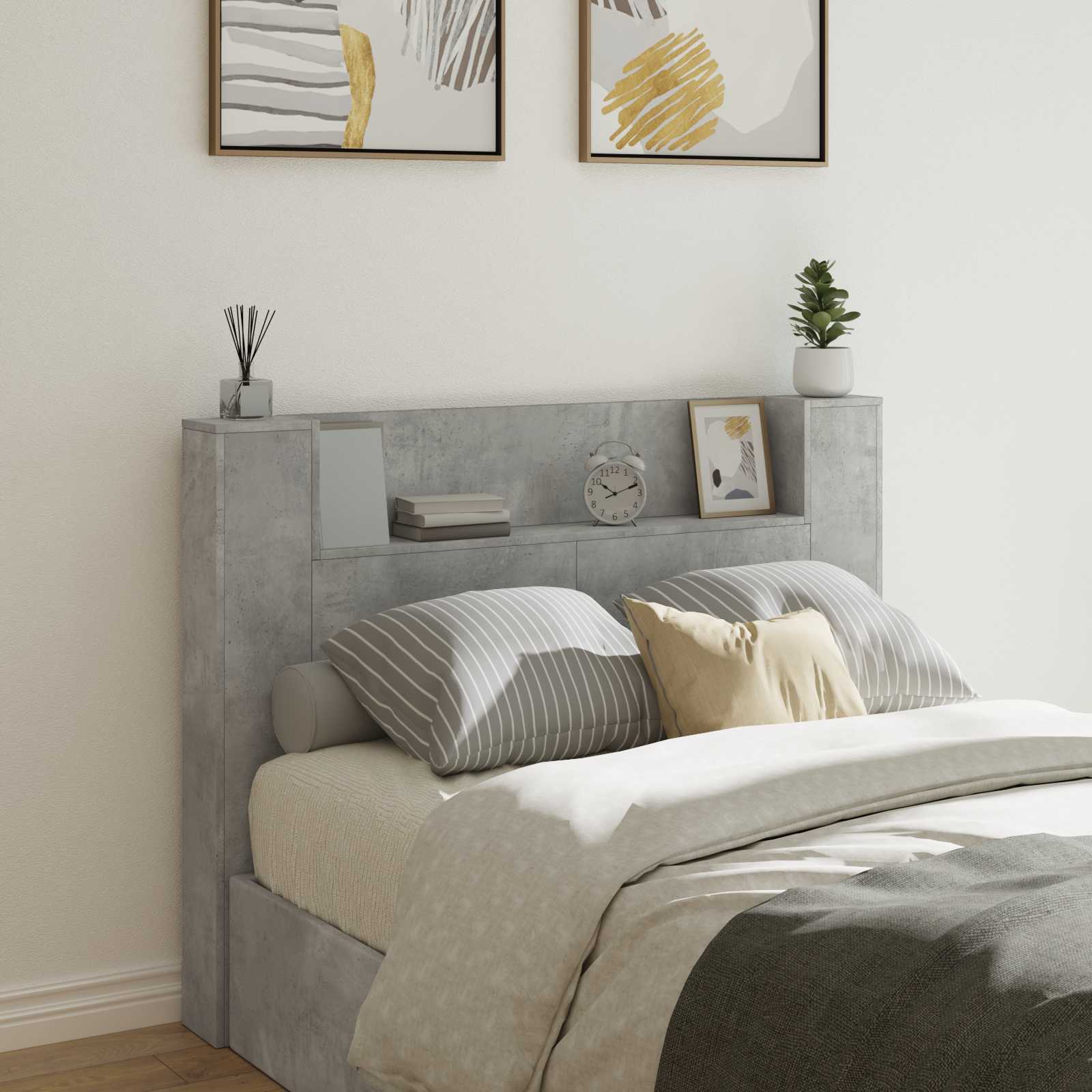 Headboard Concrete Grey 140 x 16.5 x 103.5 cm Engineered Wood