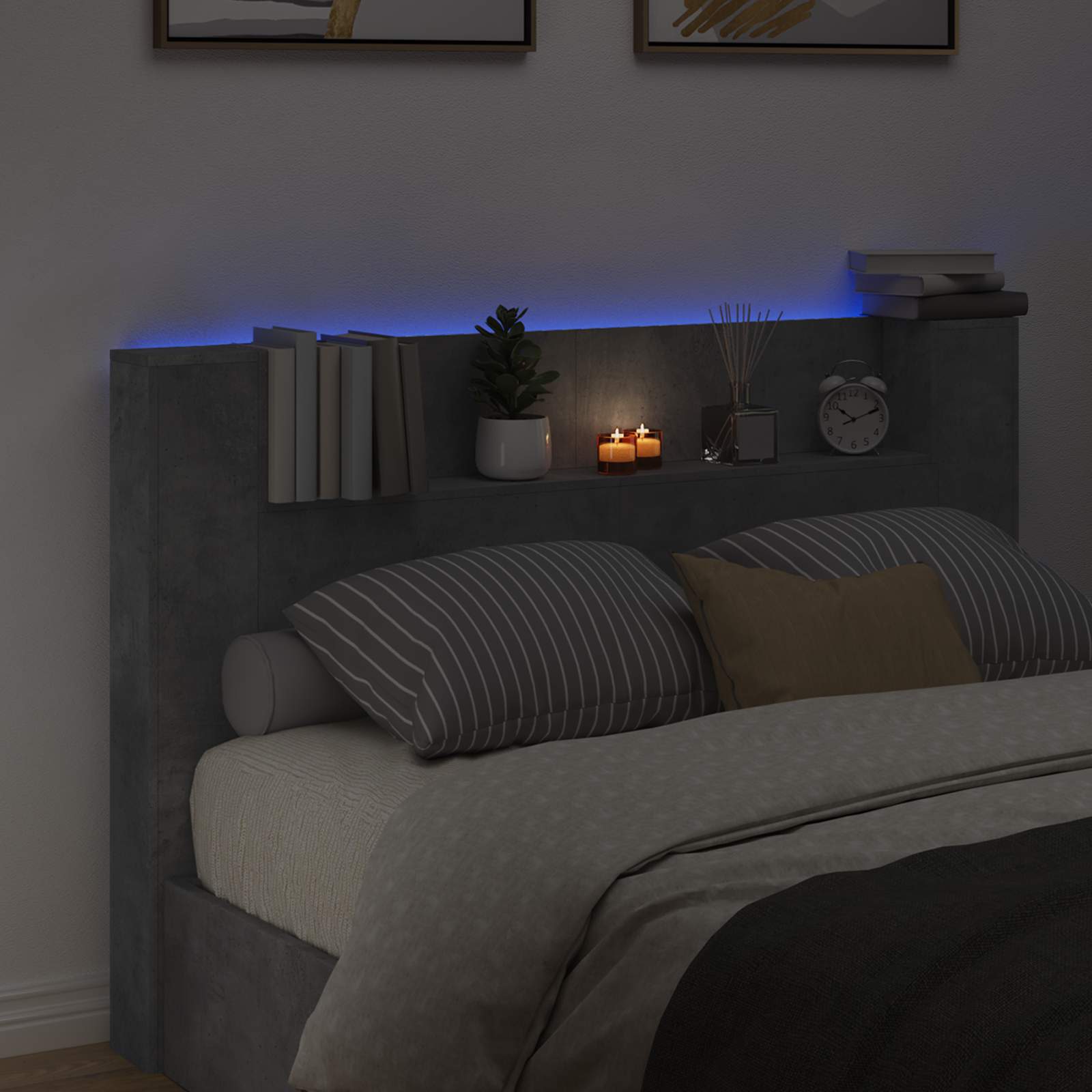 Headboard Concrete Grey 160 x 16.5 x 103.5 cm Engineered Wood