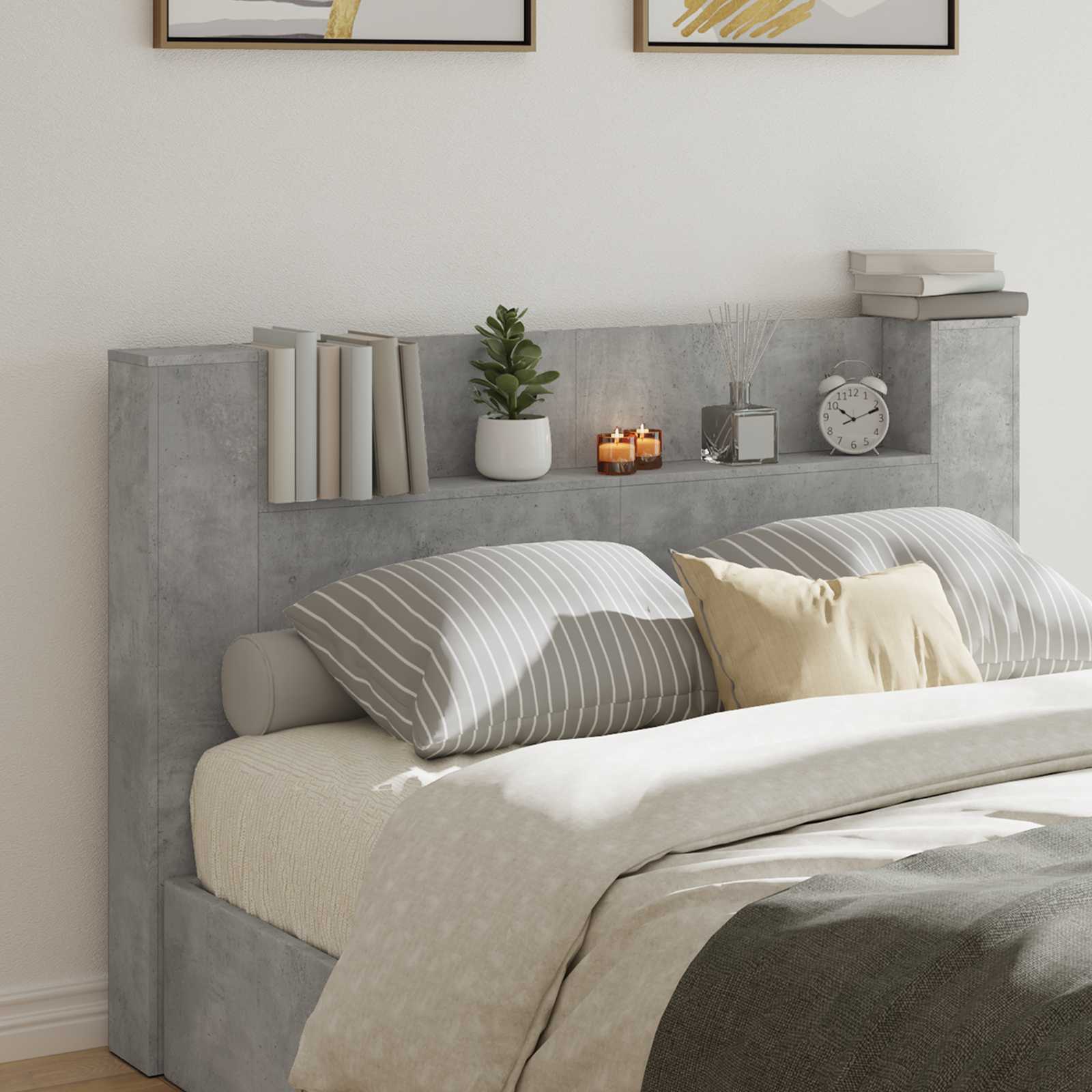 Headboard Concrete Grey 160 x 16.5 x 103.5 cm Engineered Wood