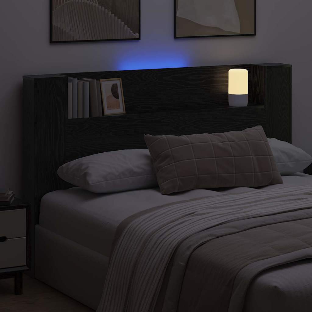 Headboard Black Oak 160 x 17 x 104.5 cm Engineered Wood