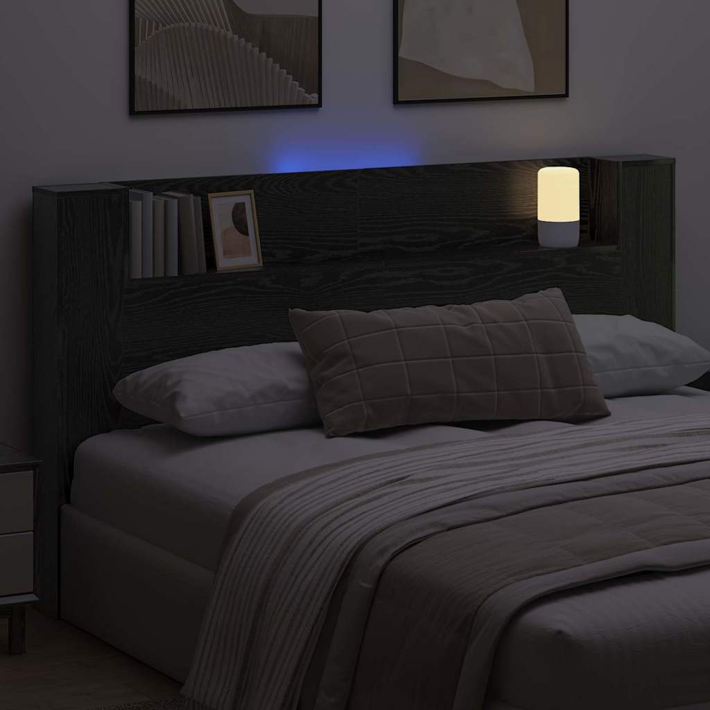 Headboard Black Oak 180 x 17 x 104.5 cm Engineered Wood