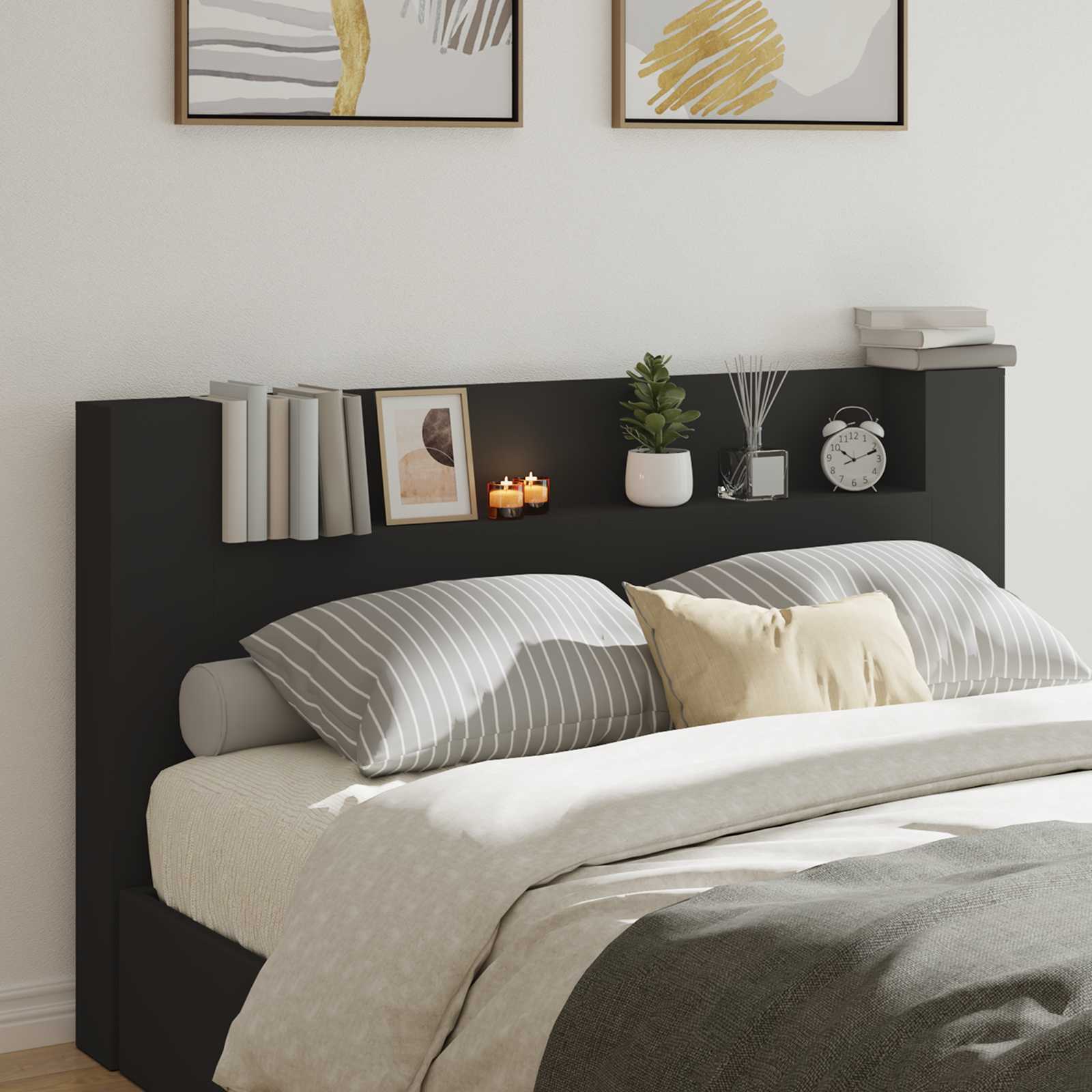 Headboard Black 180 x 16.5 x 103.5 cm Engineered Wood