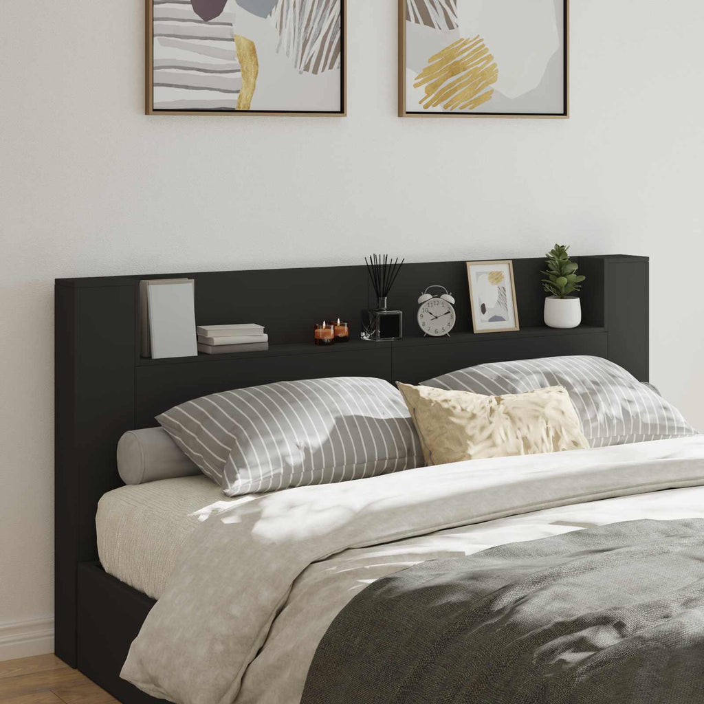 Headboard Black 200 x 16.5 x 103.5 cm Engineered Wood