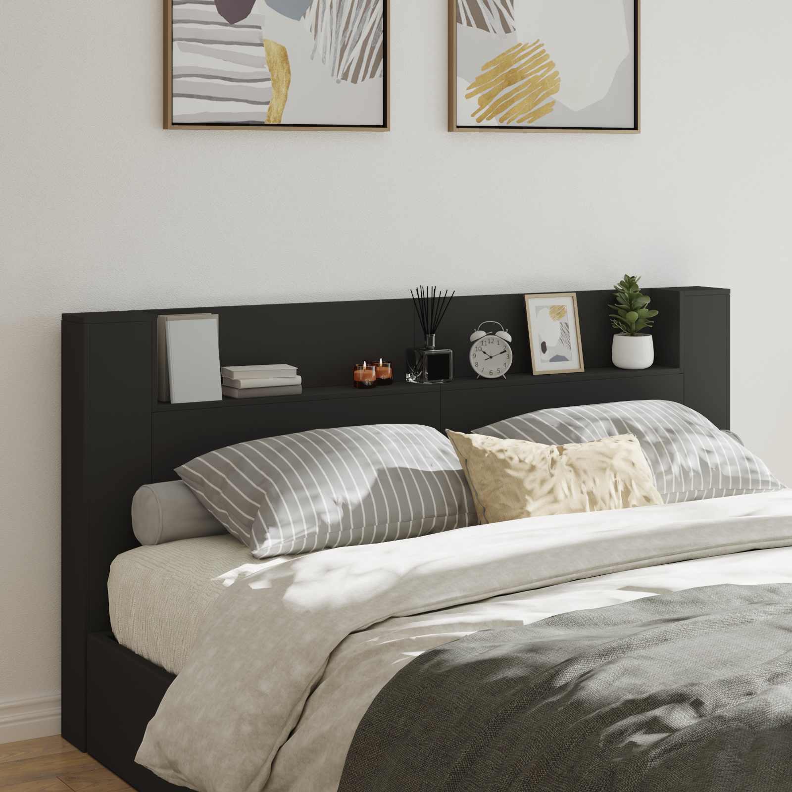Headboard Black 200 x 16.5 x 103.5 cm Engineered Wood