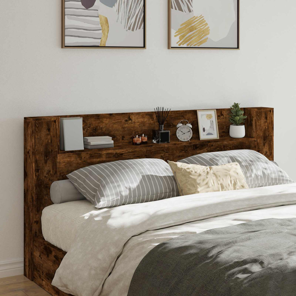 Headboard Smoked Oak 200 x 16.5 x 103.5 cm Engineered Wood