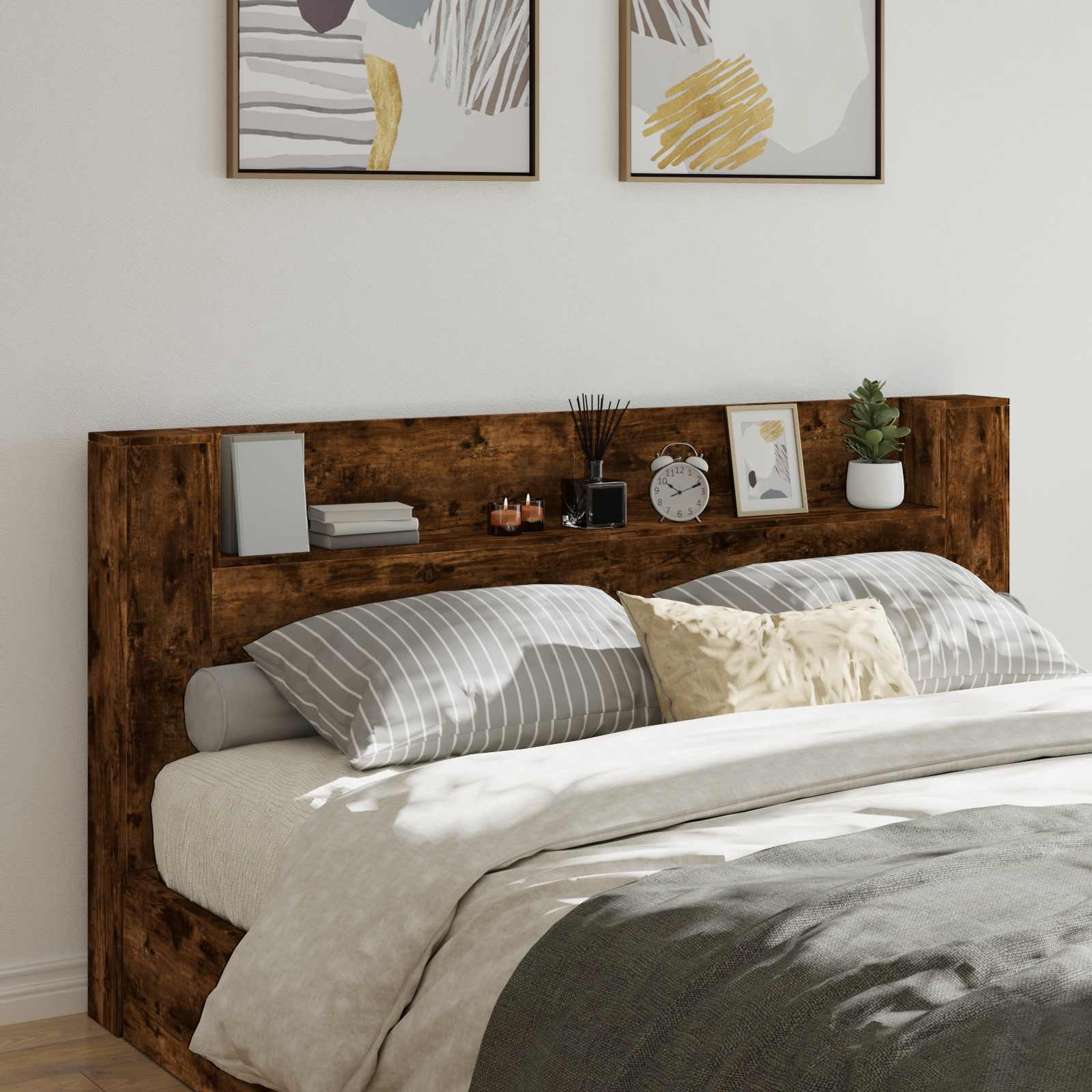Headboard Smoked Oak 200 x 16.5 x 103.5 cm Engineered Wood