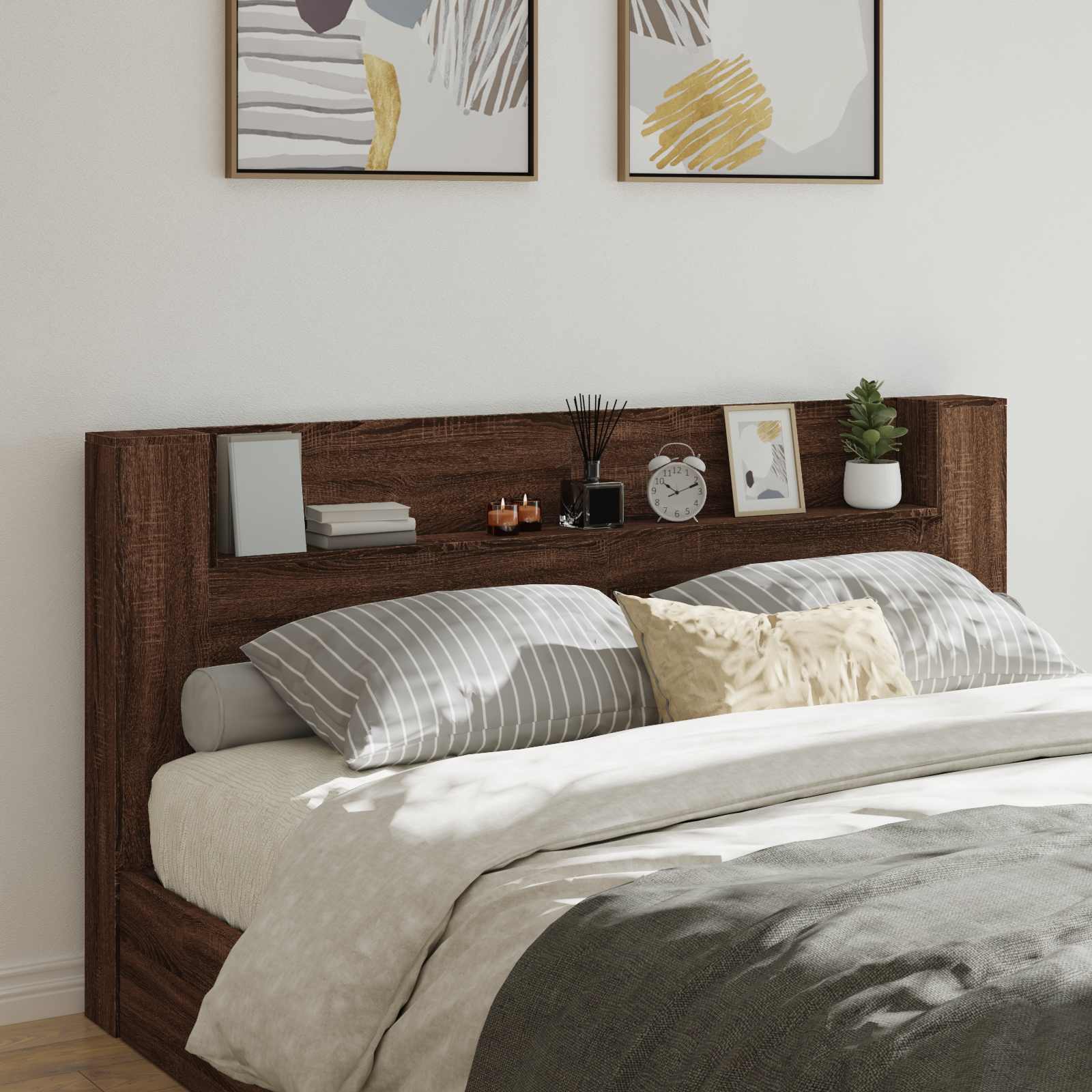 Headboard Brown Oak 200 x 16.5 x 103.5 cm Engineered Wood