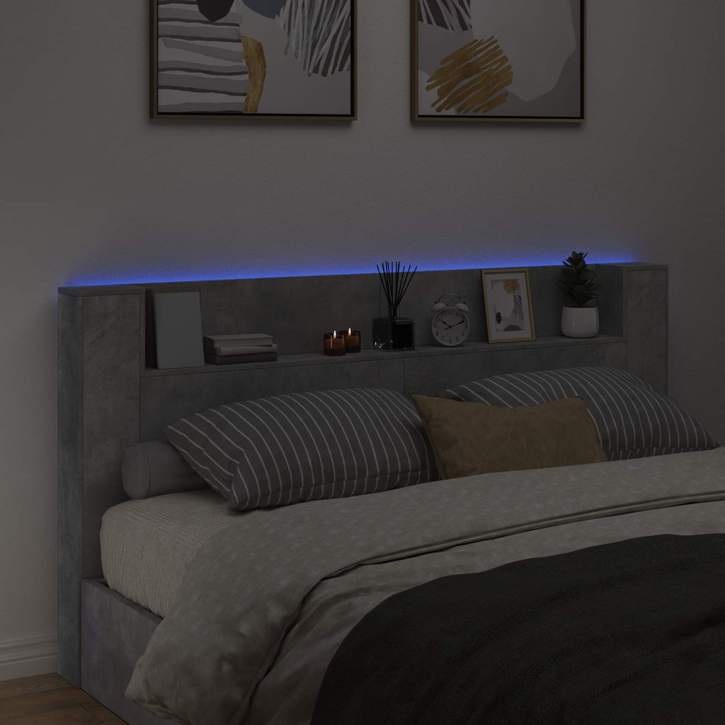 Headboard Concrete Grey 200 x 16.5 x 103.5 cm Engineered Wood