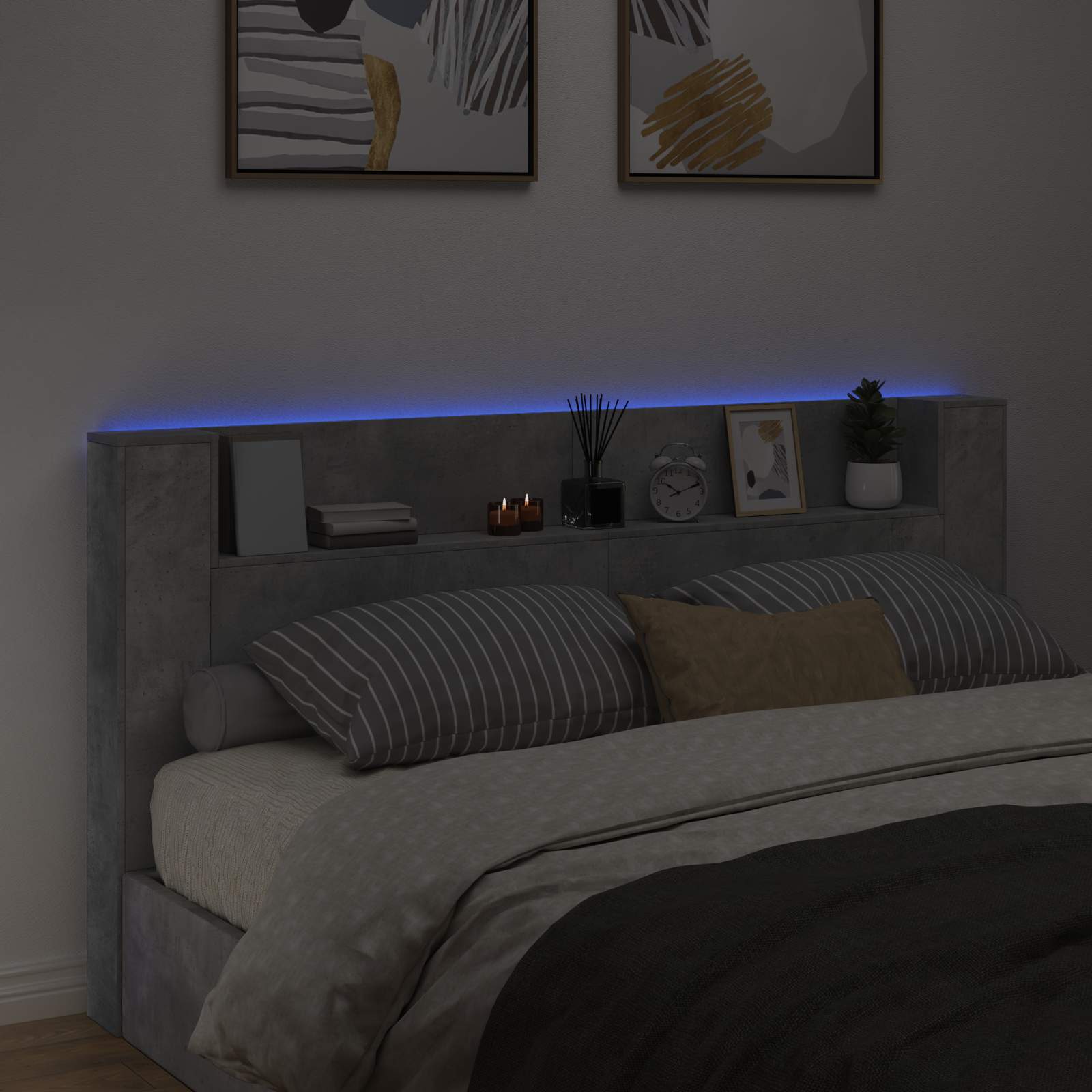 Headboard Concrete Grey 200 x 16.5 x 103.5 cm Engineered Wood