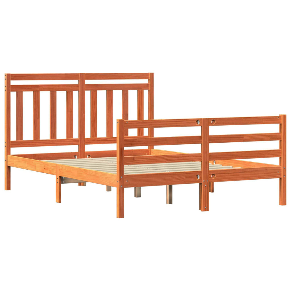 Bed Frame with Headboard Wax Brown 160 x 200 cm