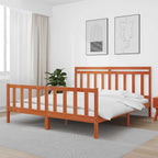 Bed Frame with Headboard 2 pcs Wax Brown 205.5 x 185.5 x 100 cm