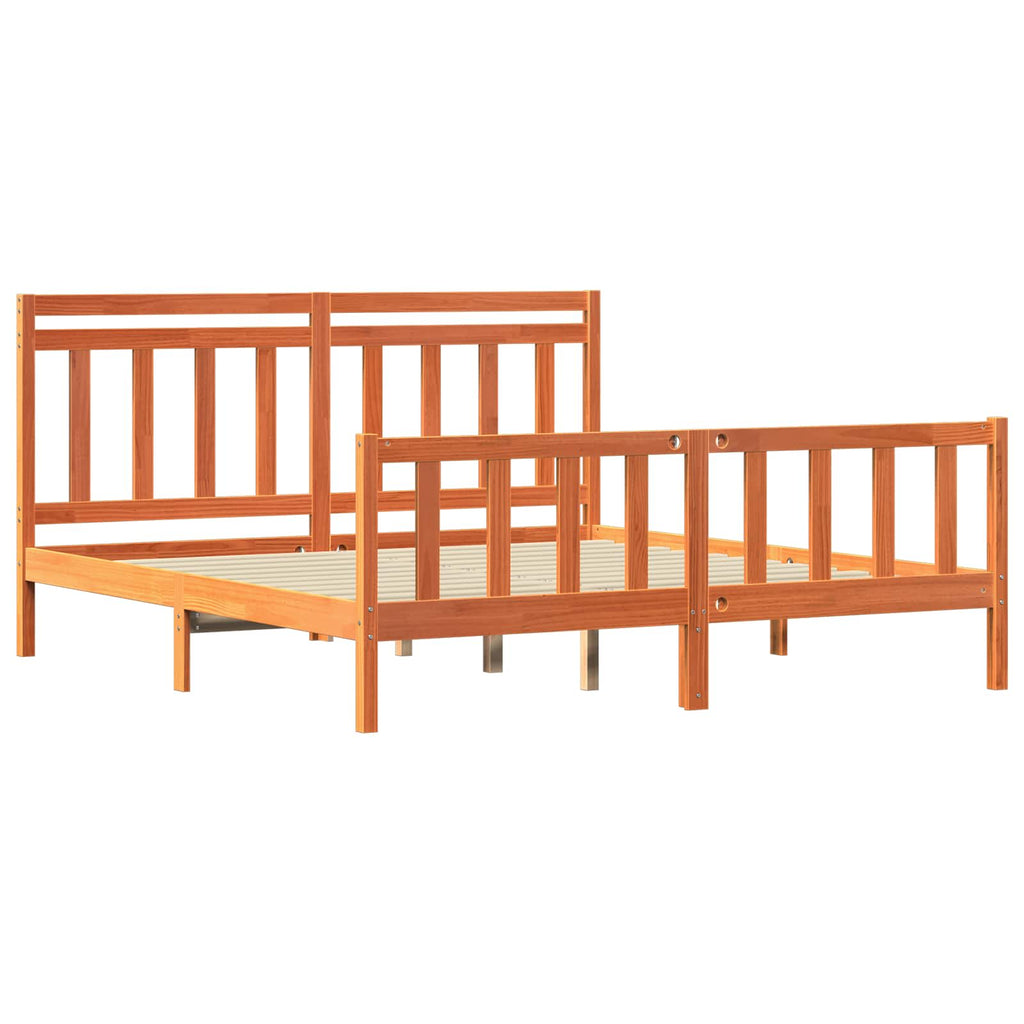Bed Frame with Headboard 2 pcs Wax Brown 205.5 x 185.5 x 100 cm