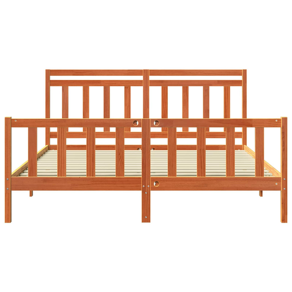 Bed Frame with Headboard 2 pcs Wax Brown 205.5 x 185.5 x 100 cm