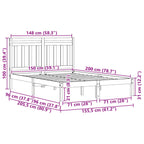 Bed Frame Wax Brown 205.5 x 155.5 x 100 cm Solid Pine Wood