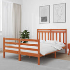 Bed Frame with Headboard Wax Brown 150 x 200 cm