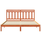 Bed Frame Wax Brown 205.5 x 185.5 x 100 cm Solid Pine Wood
