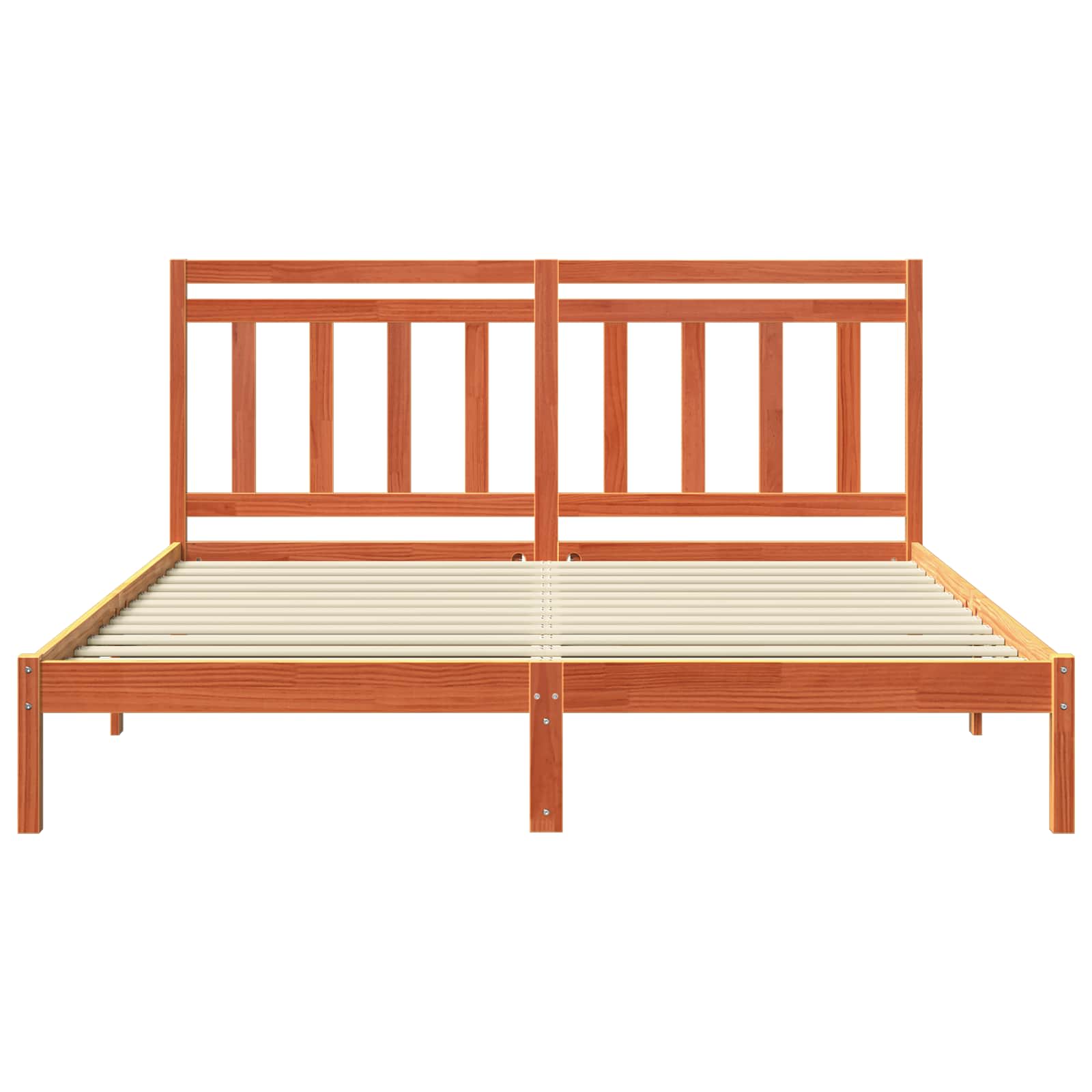 Bed Frame Wax Brown 205.5 x 185.5 x 100 cm Solid Pine Wood