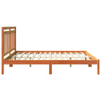 Bed Frame Wax Brown 205.5 x 185.5 x 100 cm Solid Pine Wood