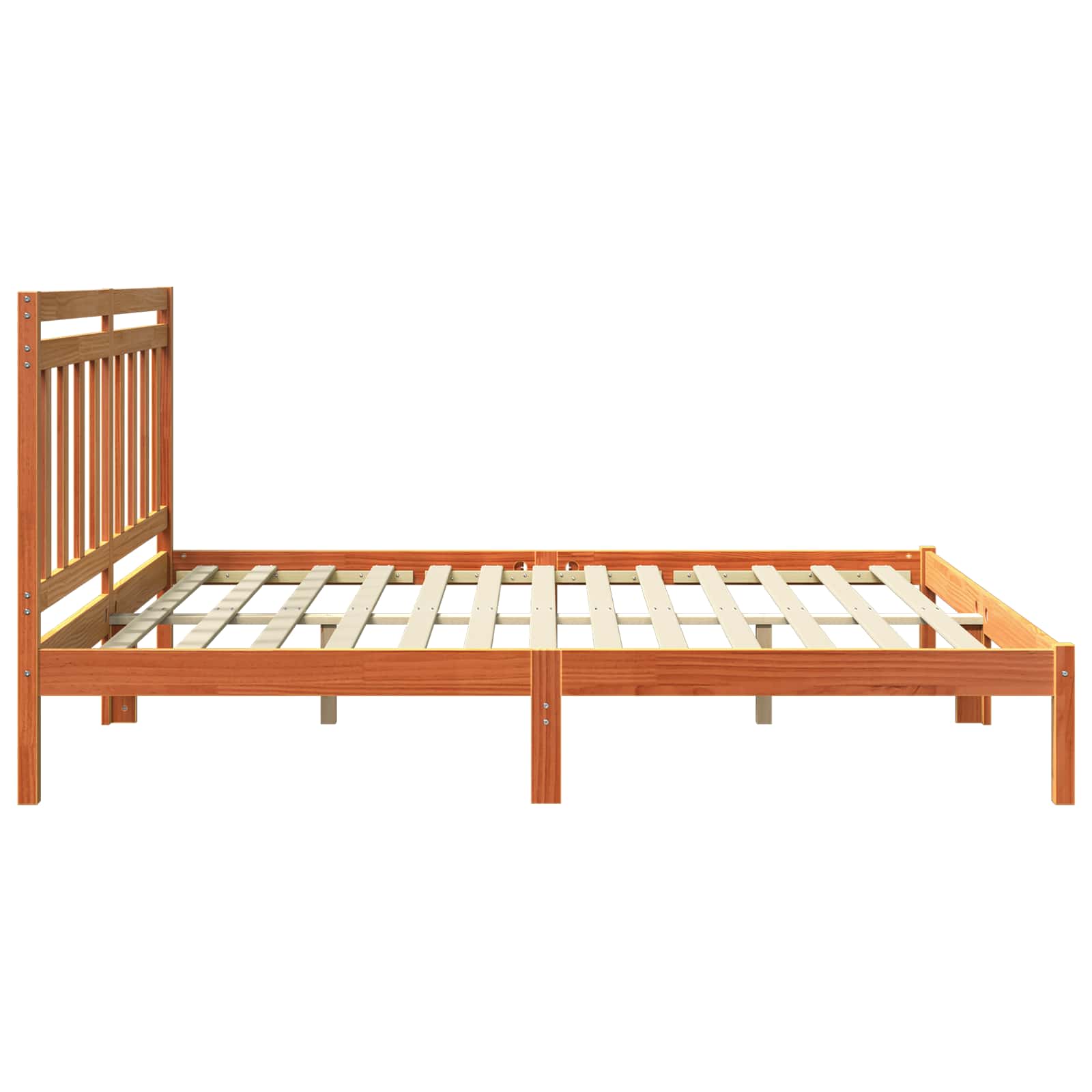 Bed Frame Wax Brown 205.5 x 185.5 x 100 cm Solid Pine Wood