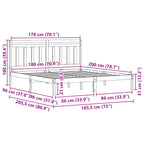 Bed Frame Wax Brown 205.5 x 185.5 x 100 cm Solid Pine Wood