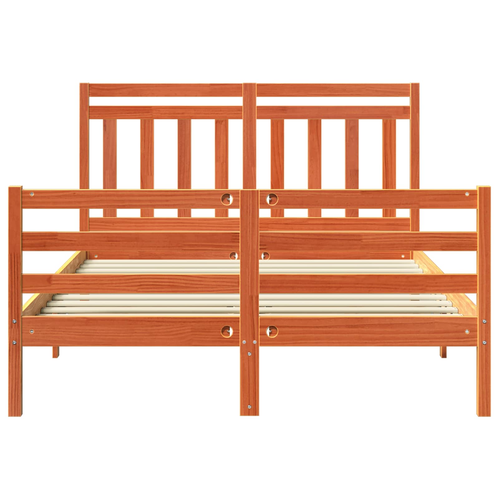 Bed Frame with Headboard Wax Brown 140 x 188 cm