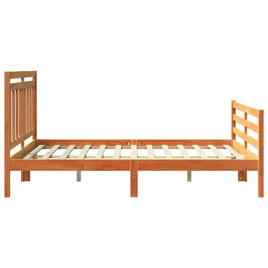 Bed Frame with Headboard Wax Brown 140 x 188 cm
