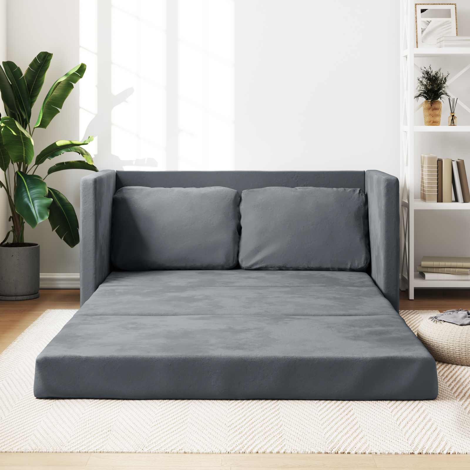 Folding Sofa Bed Dark Grey 122 x 70 x 60 cm Velvet