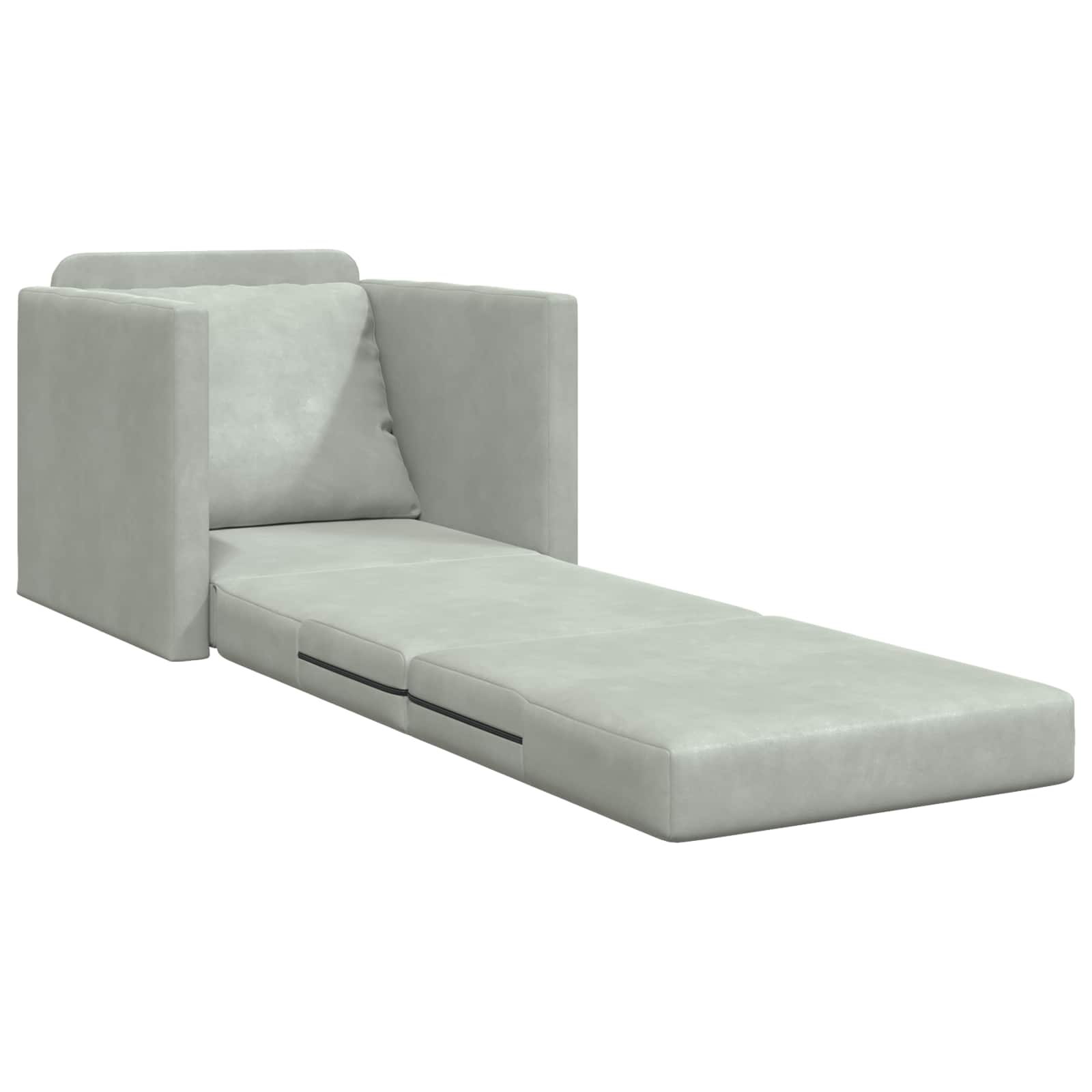 Folding Sofa Bed Light Grey 74 x 77 x 81 cm Velvet