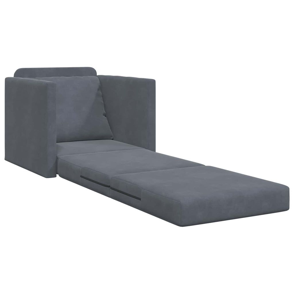 Folding Sofa Bed Dark Grey 74 x 77 x 81 cm Velvet