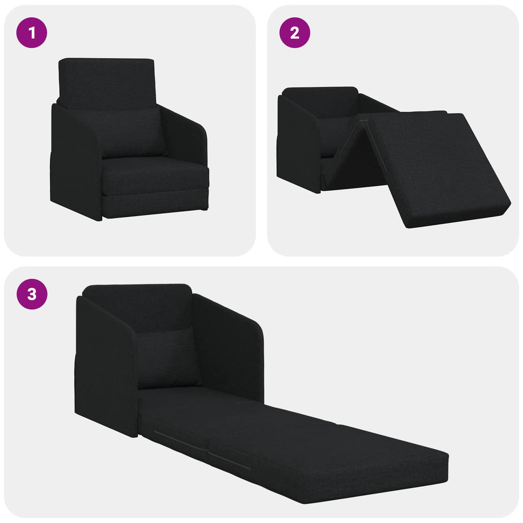 Folding Sofa Bed Black 65 x 80 x 83 cm Fabric