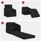 Folding Sofa Bed Black 65 x 80 x 83 cm Fabric