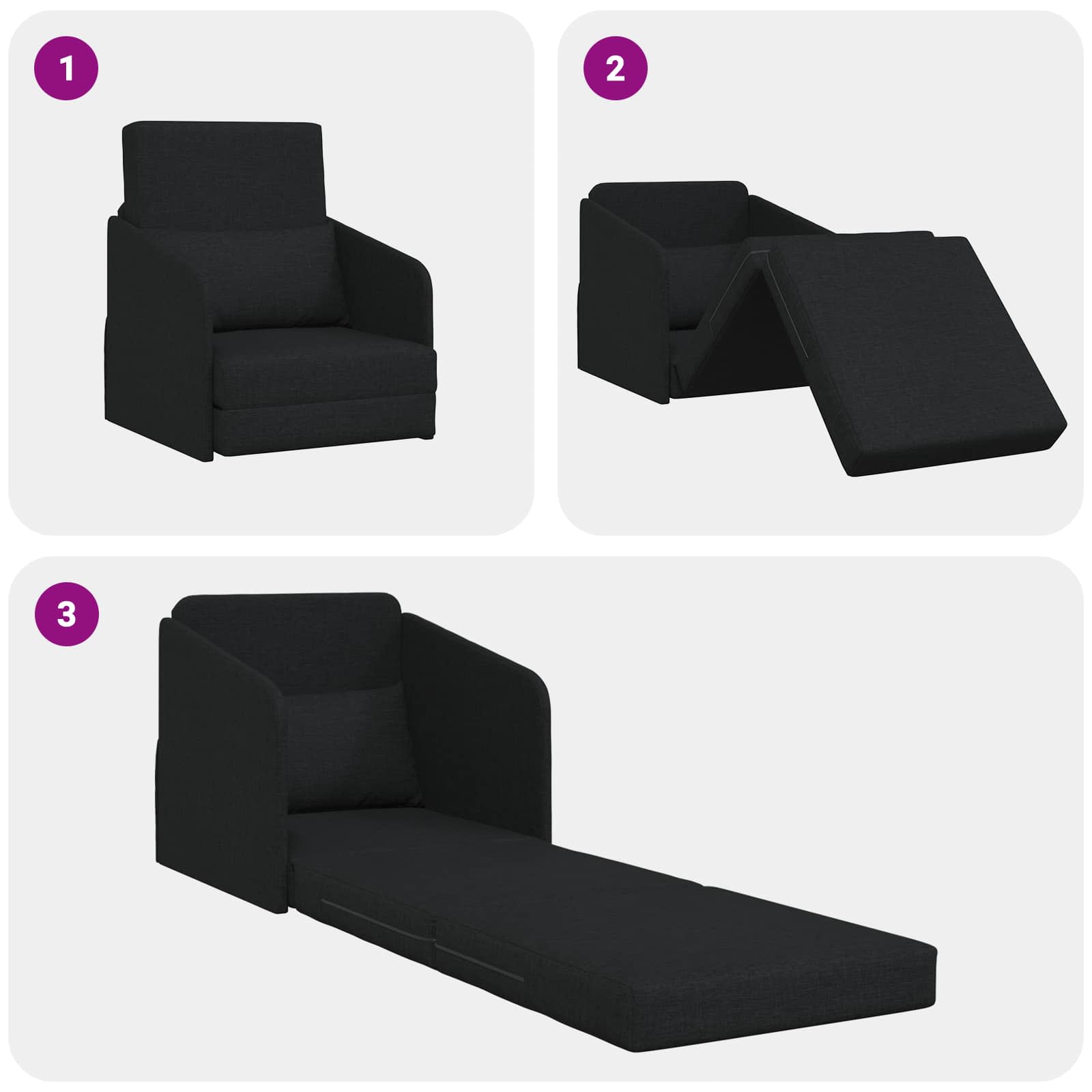 Folding Sofa Bed Black 65 x 80 x 83 cm Fabric