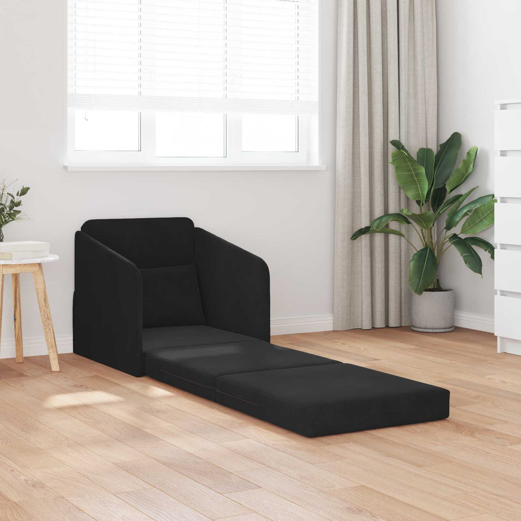 Folding Sofa Bed Black 65 x 80 x 83 cm Velvet