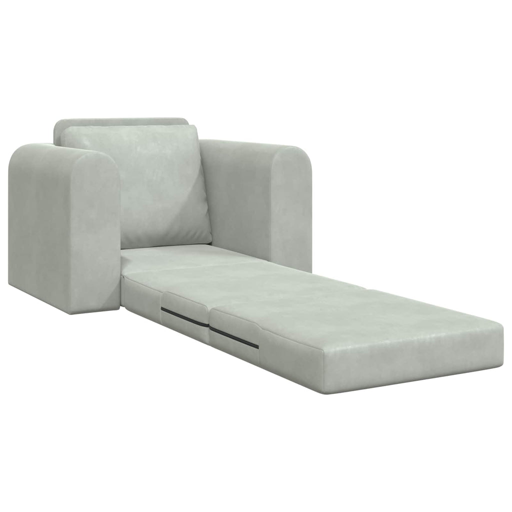 Folding Sofa Bed Light Grey 98 x 71 x 83 cm Velvet