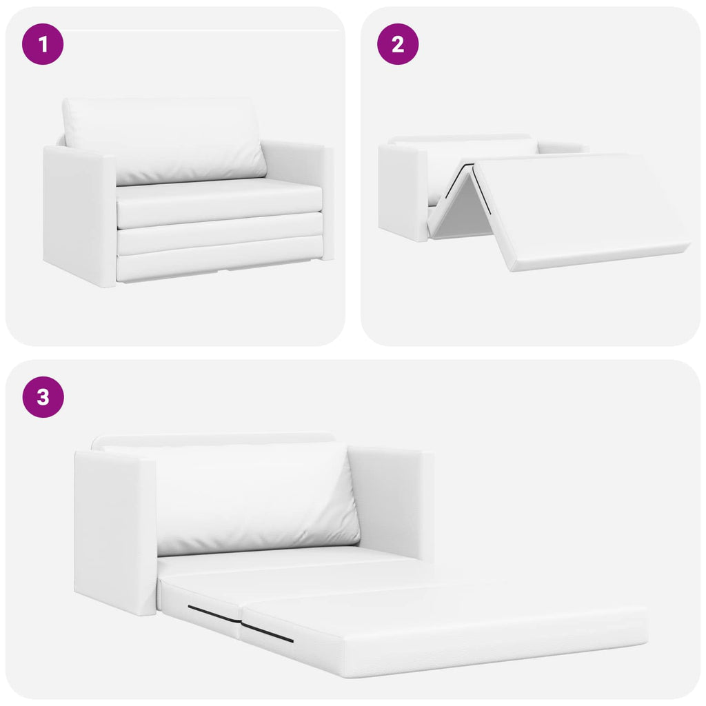 Folding Sofa Bed White 124 x 71 x 78 cm PVC